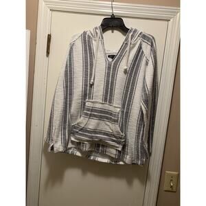 Ocean Wave Surf Style Hoodie Mens Large Beach Pullover Drawstring